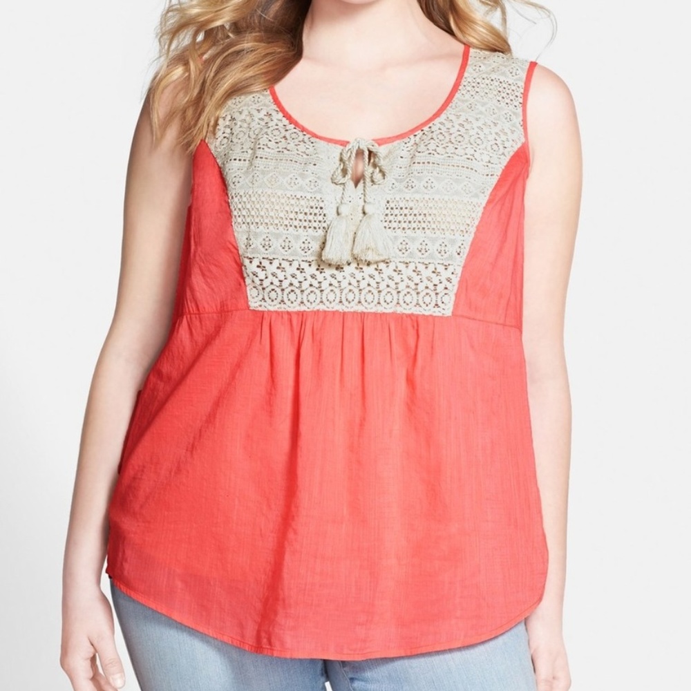 Caslon Lace Front Boho Tank